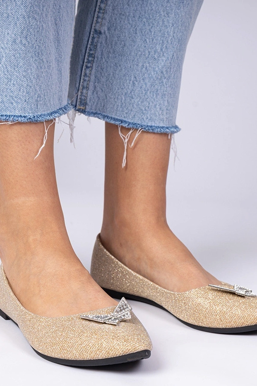 Goldene Damenbalerinas mit Glitzer...
