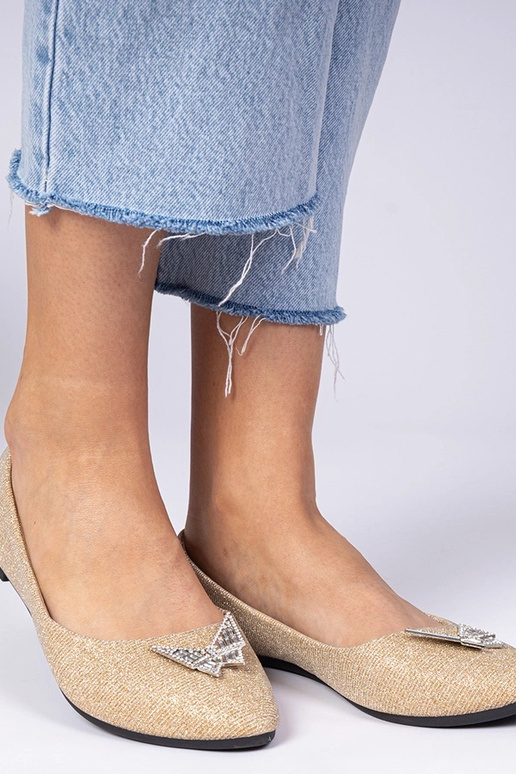 Goldene Damenbalerinas mit Glitzer...