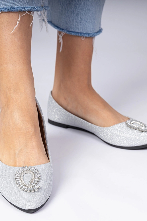 Silberne Damenbalerinas mit Glitzer...