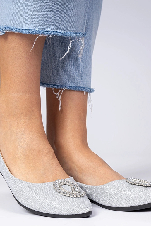 Silberne Damenbalerinas mit Glitzer...