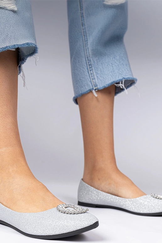 Silberne Damenbalerinas mit Glitzer...