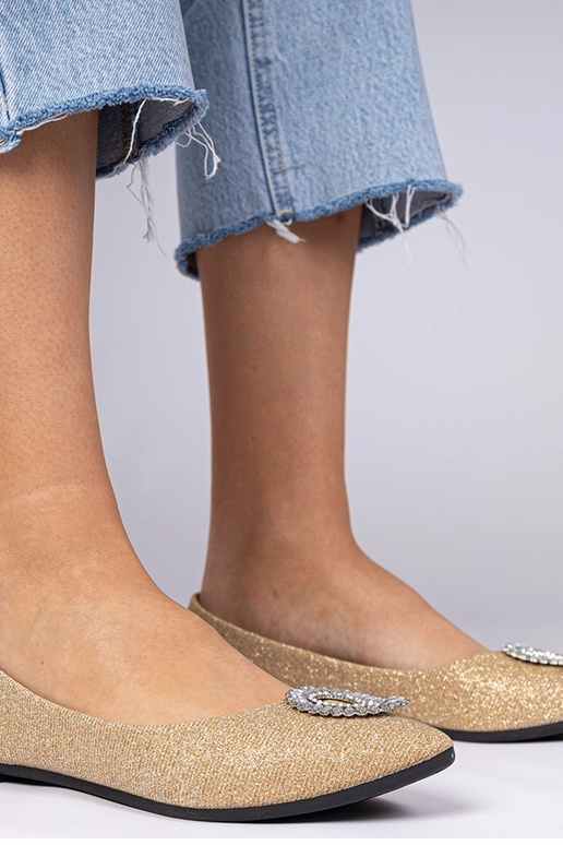 Goldene Damenbalerinas mit Glitzer...