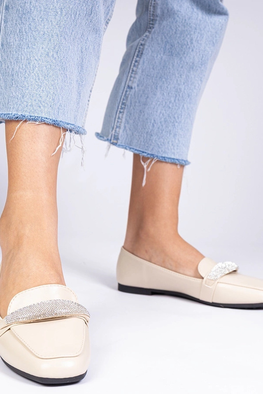 Beige Damenmokassins mit Zirkonien... Beige Damenmokassins mit Zirkonien...