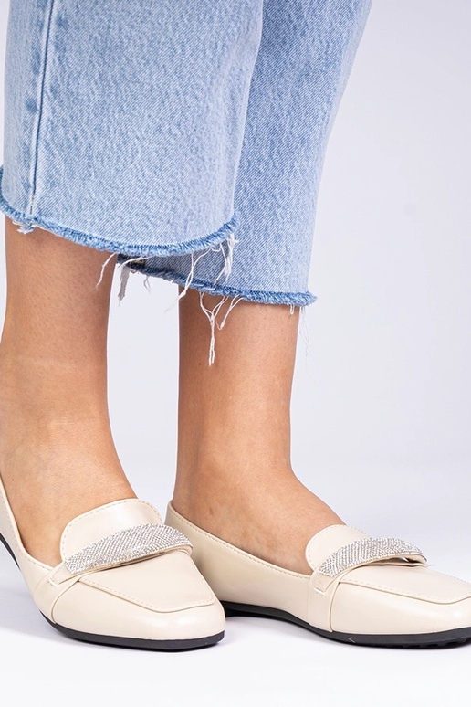 Beige Damenmokassins mit Zirkonien... Beige Damenmokassins mit Zirkonien...