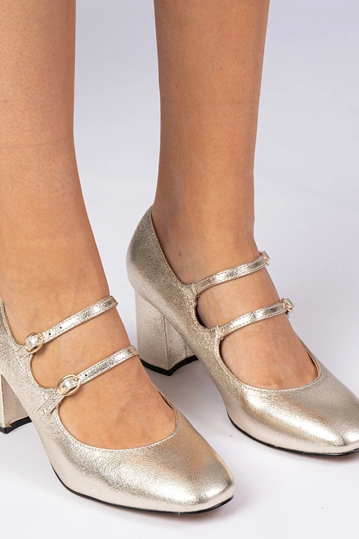 Goldene Damenpumps mit Absatz und...