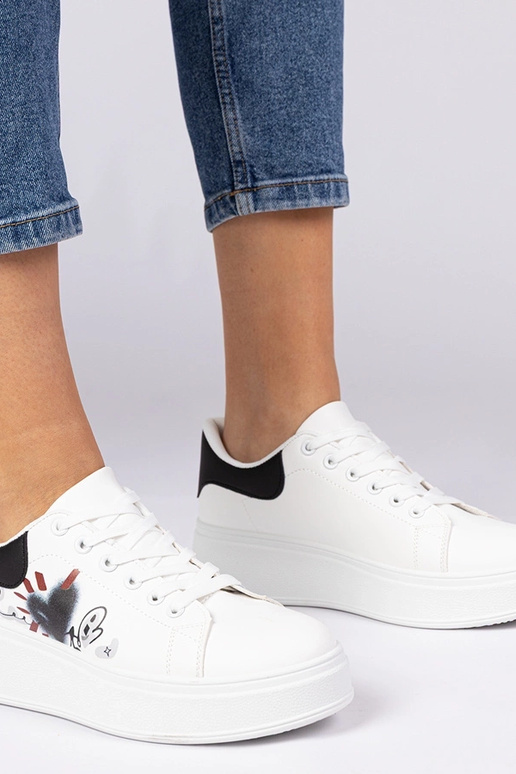 Weiß-schwarze Damen Sneakers mit...