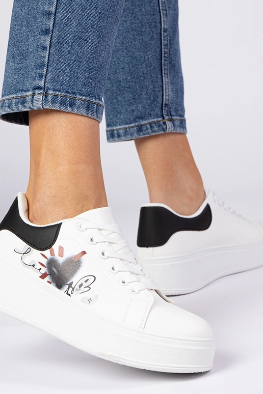 Weiß-schwarze Damen Sneakers mit...