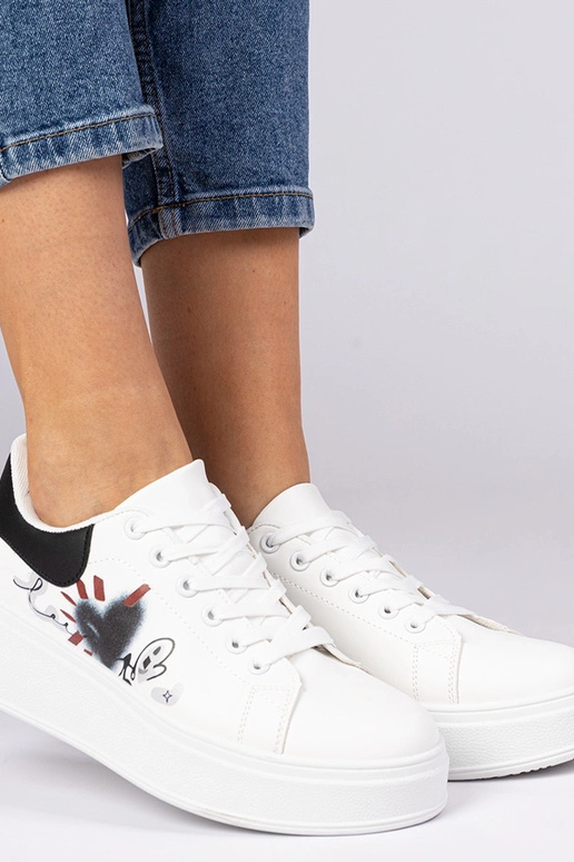 Weiß-schwarze Damen Sneakers mit...