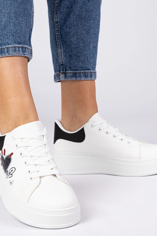 Weiß-schwarze Damen Sneakers mit...