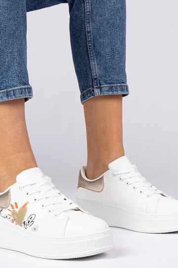 Weiß-goldene Damen Sneakers mit Druck Zelinda
