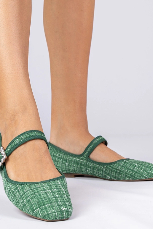 Grüne Damen Ballerinas mit Schnalle...