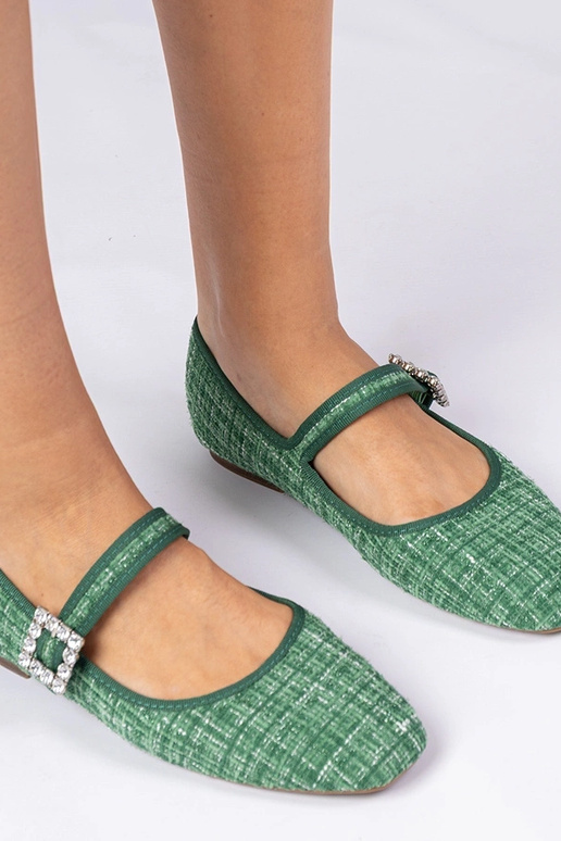 Grüne Damen Ballerinas mit Schnalle...