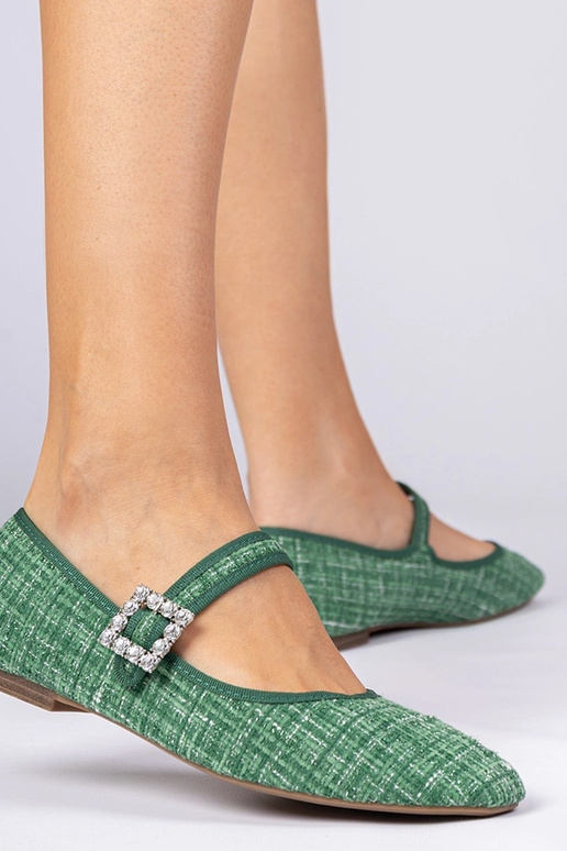 Grüne Damen Ballerinas mit Schnalle...