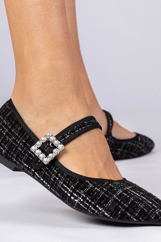 Schwarze Damen Ballerinas mit...