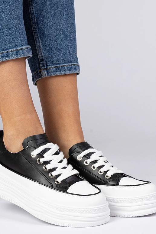 Schwarz-weiße Damen Sneakers mit...