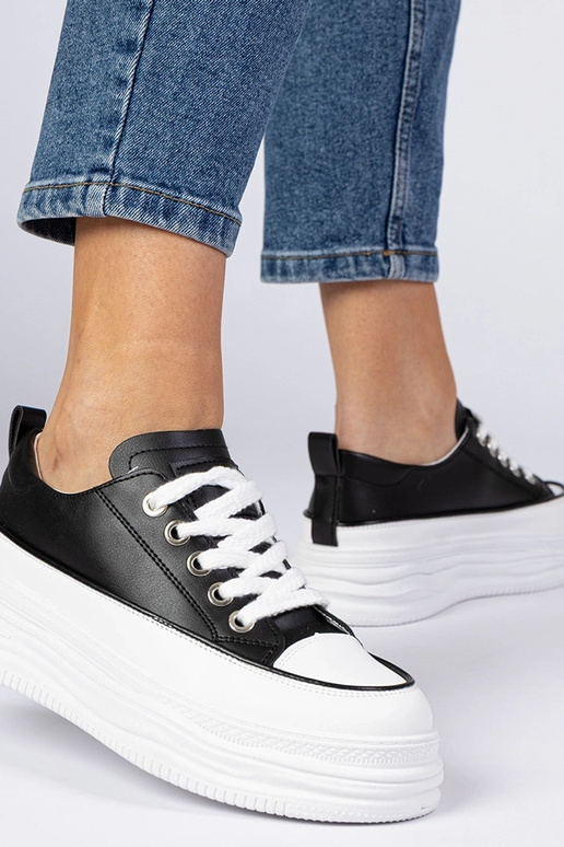 Schwarz-weiße Damen Sneakers mit...
