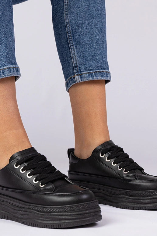 Schwarze Damen Sneakers mit hoher...