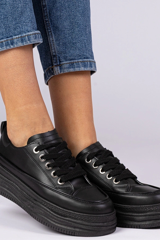 Schwarze Damen Sneakers mit hoher...