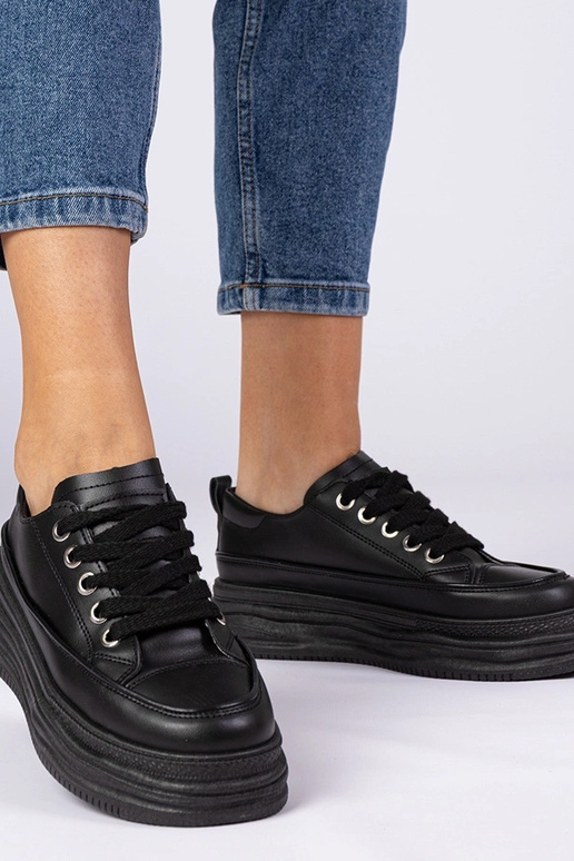 Schwarze Damen Sneakers mit hoher...