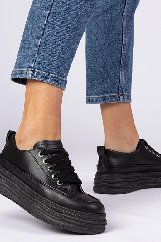 Schwarze Damen Sneakers mit hoher...