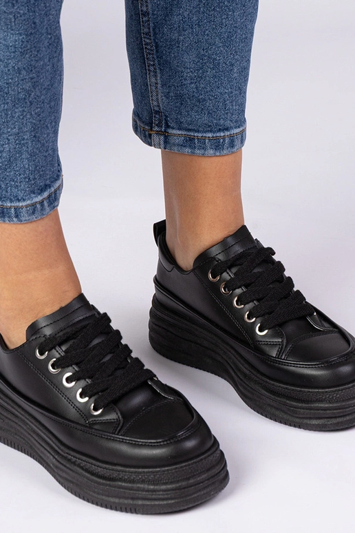 Schwarze Damen Sneakers mit hoher...