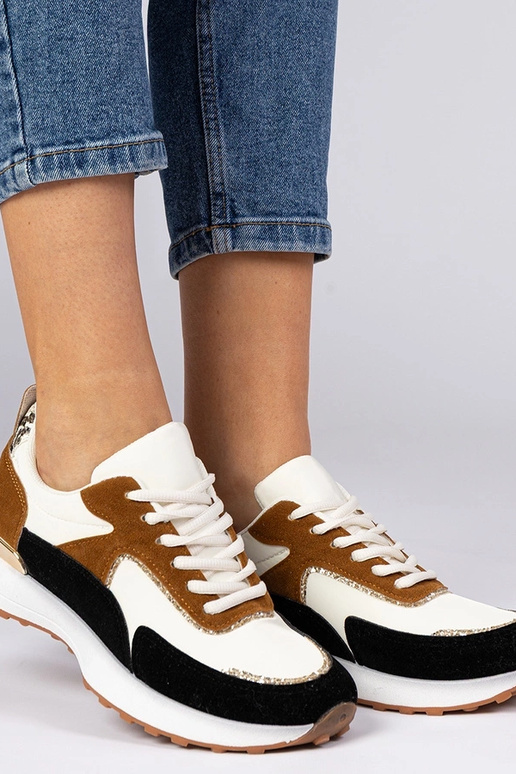 Weiß-schwarze Damen Sneakers mit...