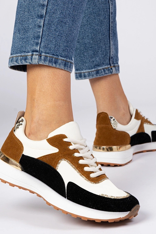 Weiß-schwarze Damen Sneakers mit...