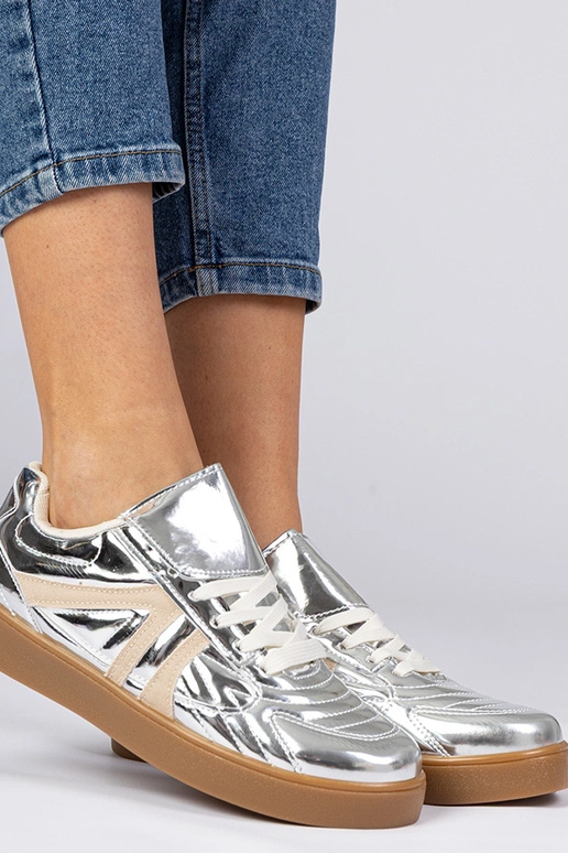 Silberne Damen Sneakers Lack Keyla