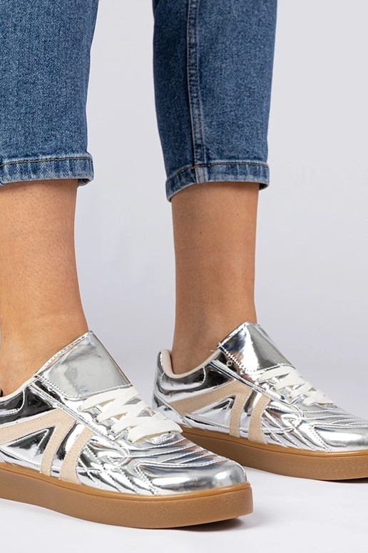 Silberne Damen Sneakers Lack Keyla