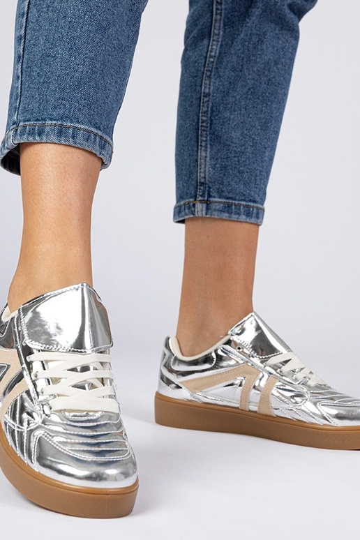 Silberne Damen Sneakers Lack Keyla