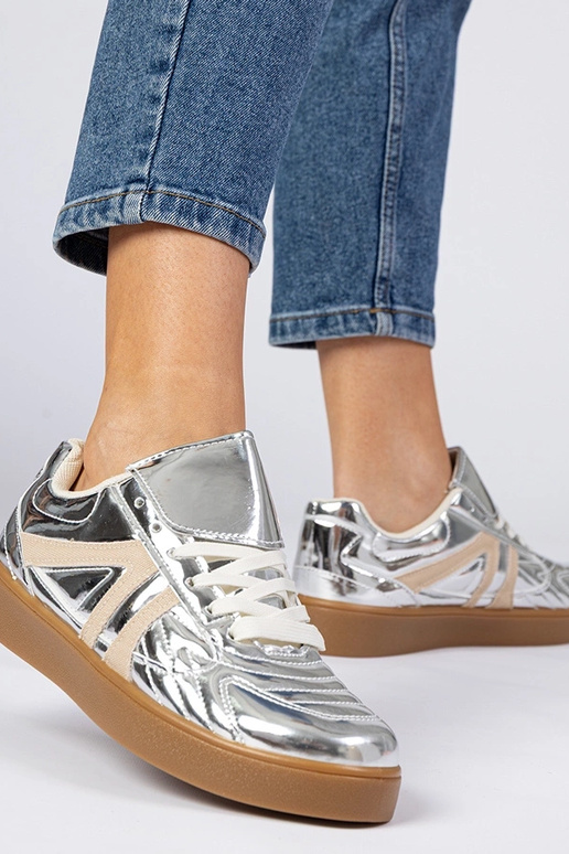 Silberne Damen Sneakers Lack Keyla