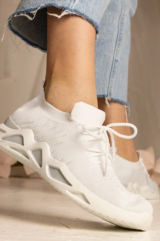 Weiße Sneakers mit Sockenstiefel Miyana