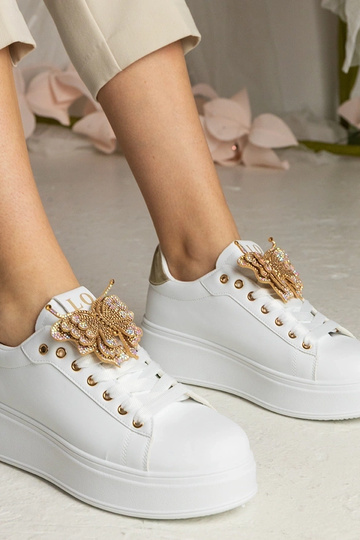 Weiß-goldene Sneakers mit... 2
