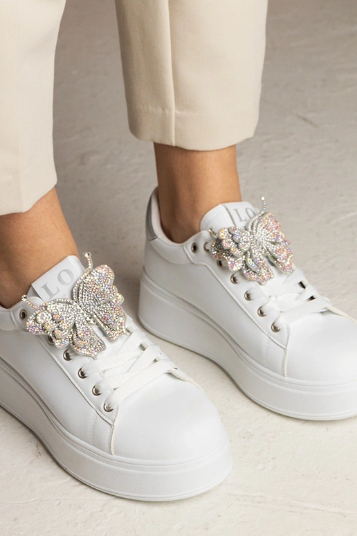 Biało-srebrne Sneakers mit...