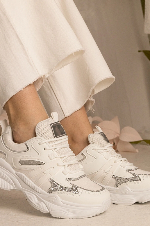 Weiße Damen-Sneakers sportlich mit...