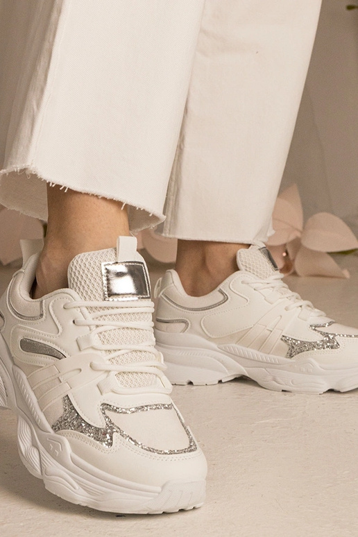 Weiße Damen-Sneakers sportlich mit...