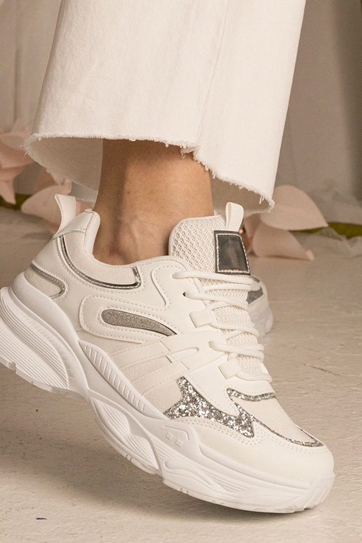 Weiße Damen-Sneakers sportlich mit...