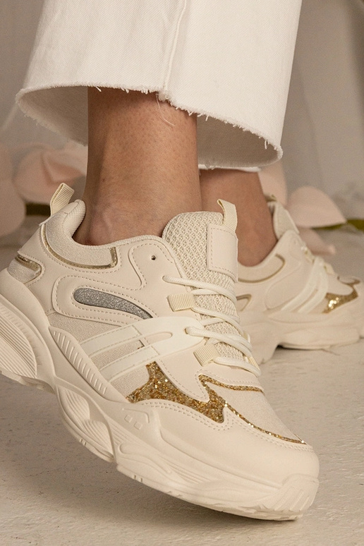 Beige Damen-Sneakers sportlich mit...