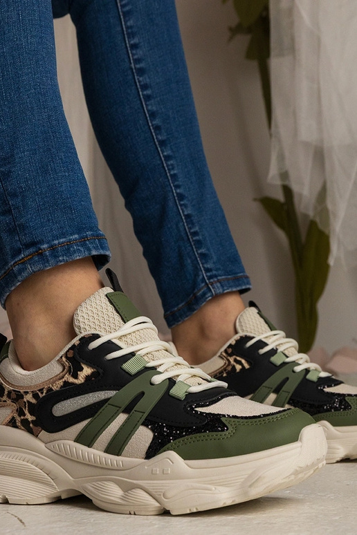 Grüne Damen-Sneakers sportlich mit...