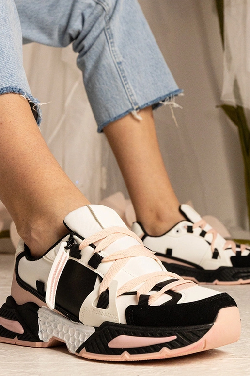 Rosa Damen-Sneakers mit dicker Sohle...