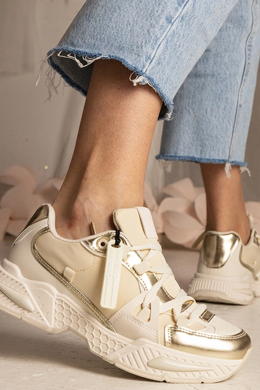 Beige Damen-Sneakers mit dicker Sohle...