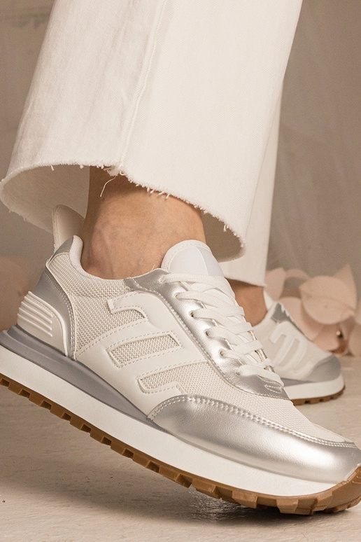 Weiß-silberne Damen-Sneakers...