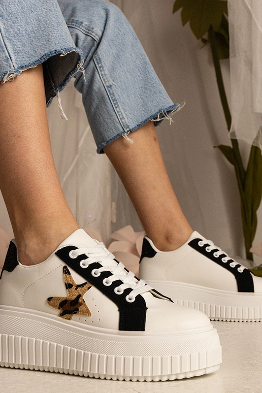 Biało-czarne Sneakers mit Glitzer und...