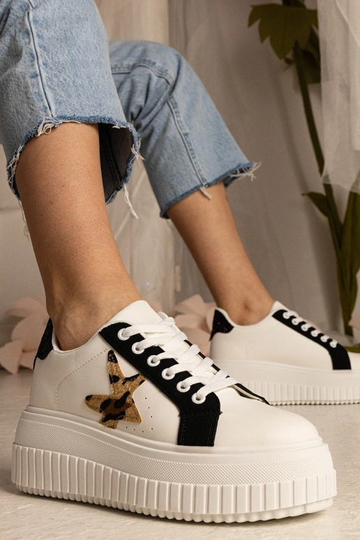 Biało-czarne Sneakers mit Glitzer und...