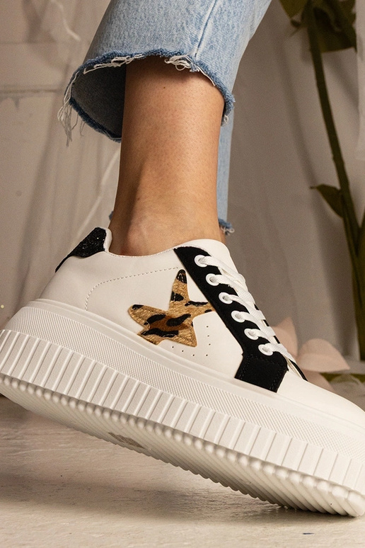 Biało-czarne Sneakers mit Glitzer und...