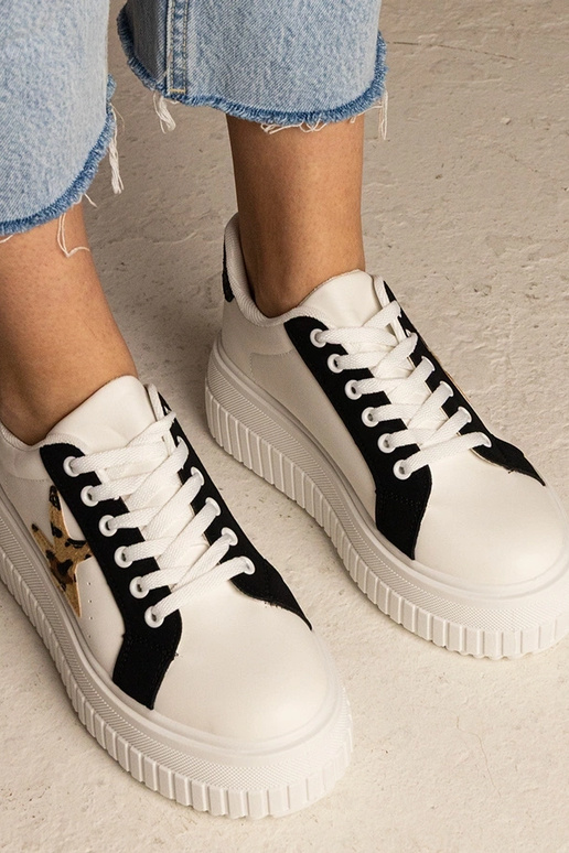 Biało-czarne Sneakers mit Glitzer und...