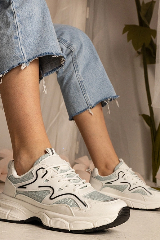 Weiß-grüne Damen-Sneakers sportlich...