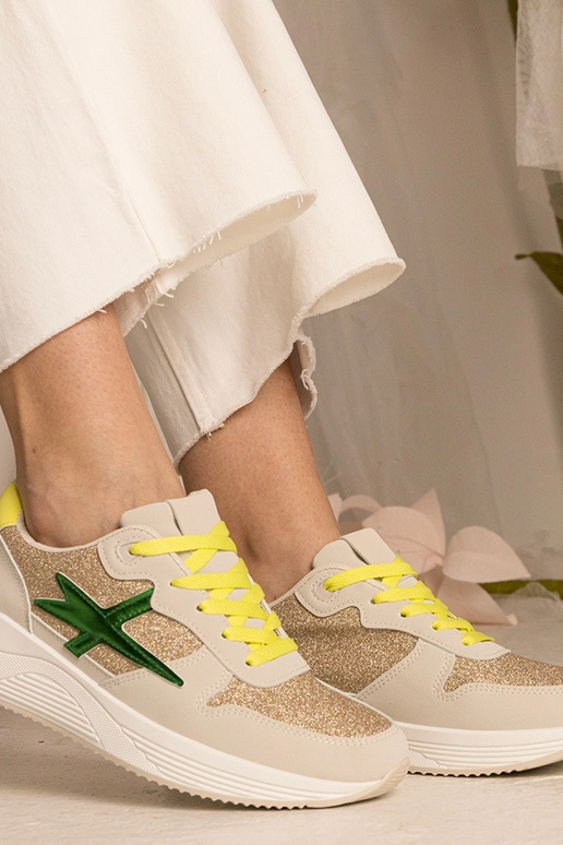 Beige Damen-Sneakers sportlich mit...