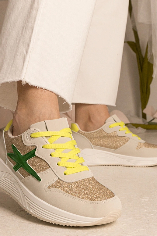 Beige Damen-Sneakers sportlich mit...