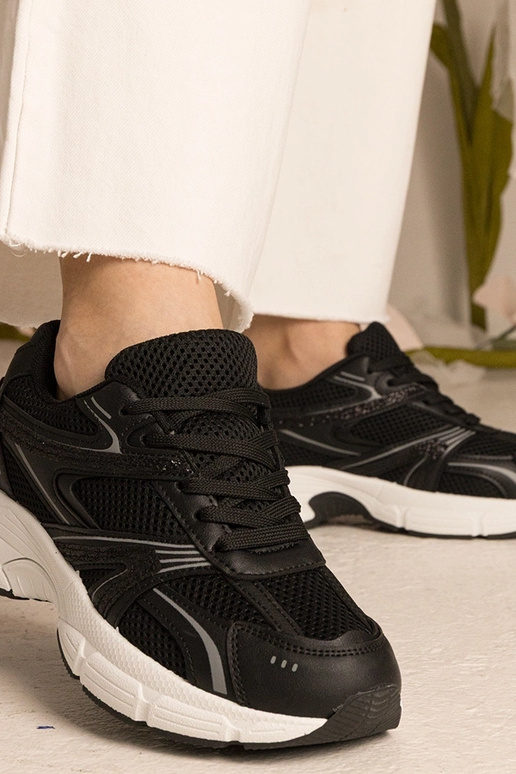 Schwarze Damen Sneakers Sport mit... Schwarze Damen Sneakers Sport mit...